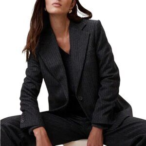 Banana Republic Arama Italian Flannel Pinstripe Blazer Size 12 Luxury Tailored